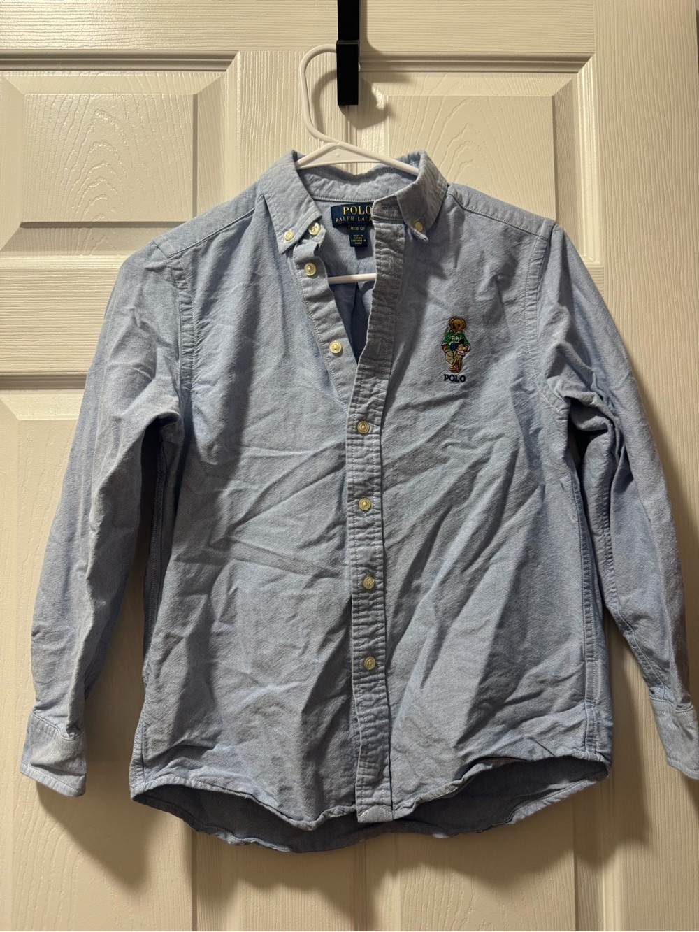 Polo by Ralph Lauren Light Blue Button-Down Oxford Shirt with Embroidered Bear